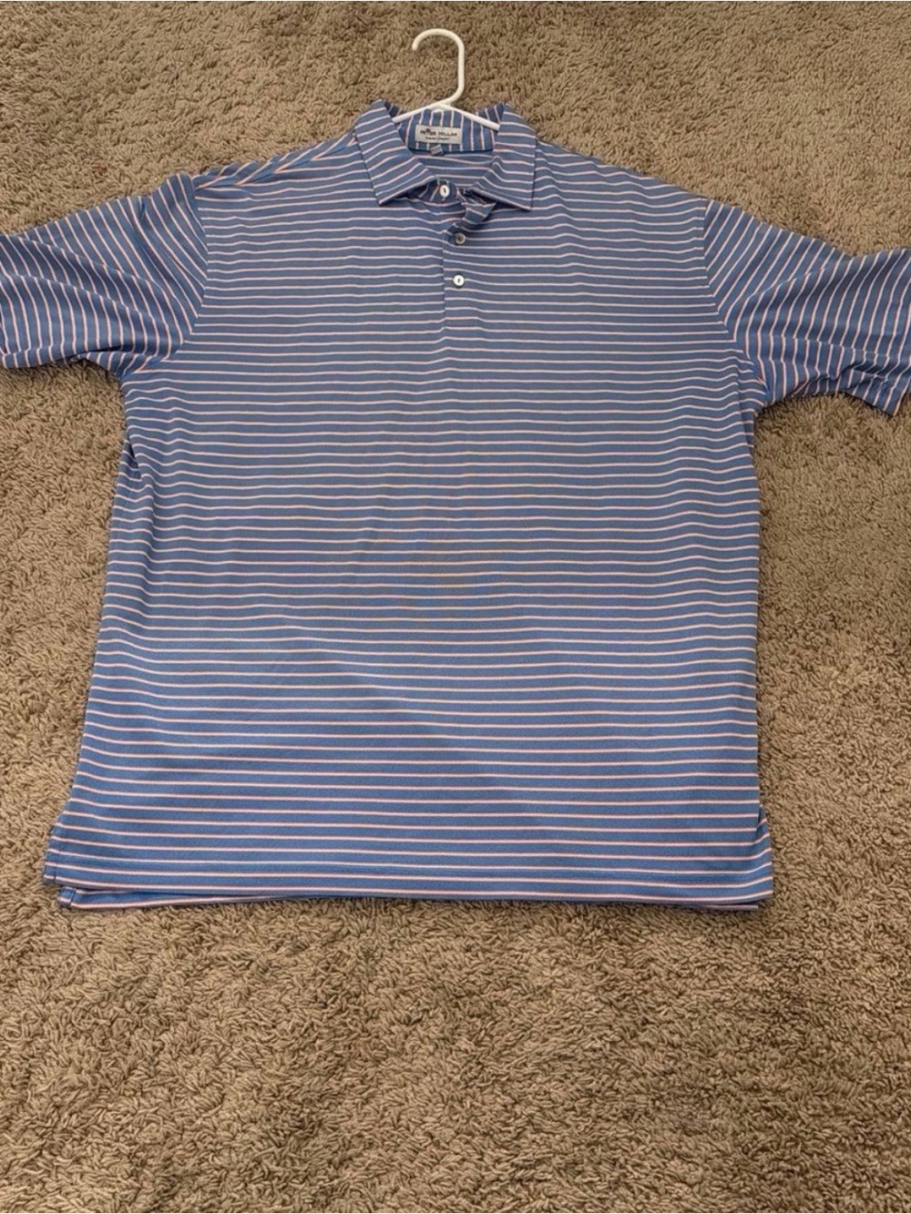 Peter Millar Blue Polo with White Stripes
